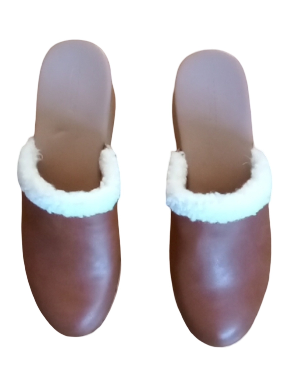 Old Navy Clogs Mules Cognac Shearling-Trim Slide Slip On Shoe Slipper Platform 9
